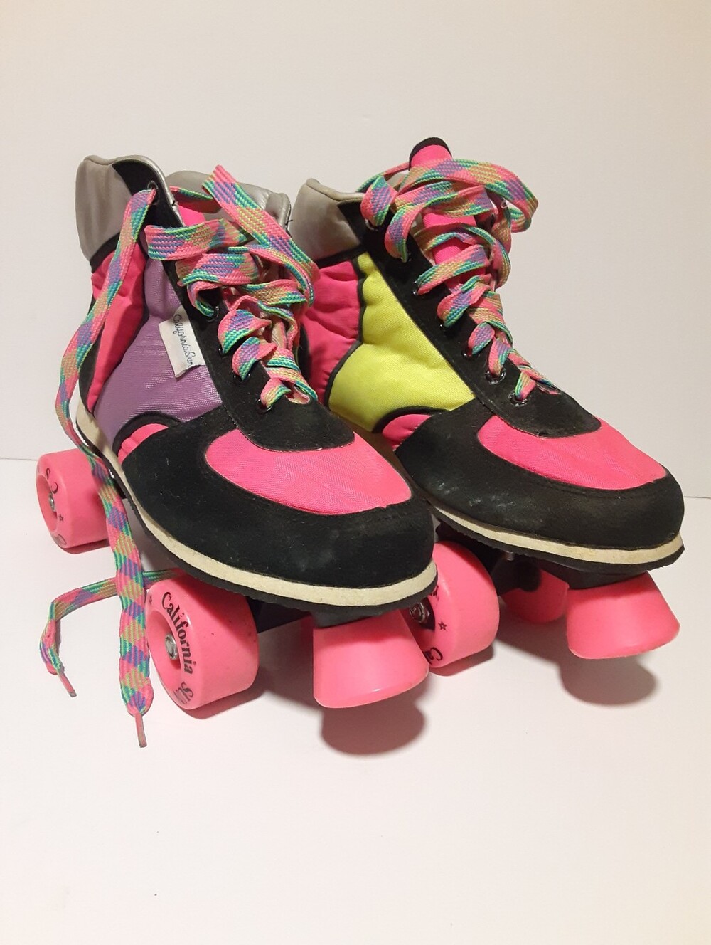 Vintage California Sun Neon Roller Skates 80s 90s Derby Retro Funky Disco